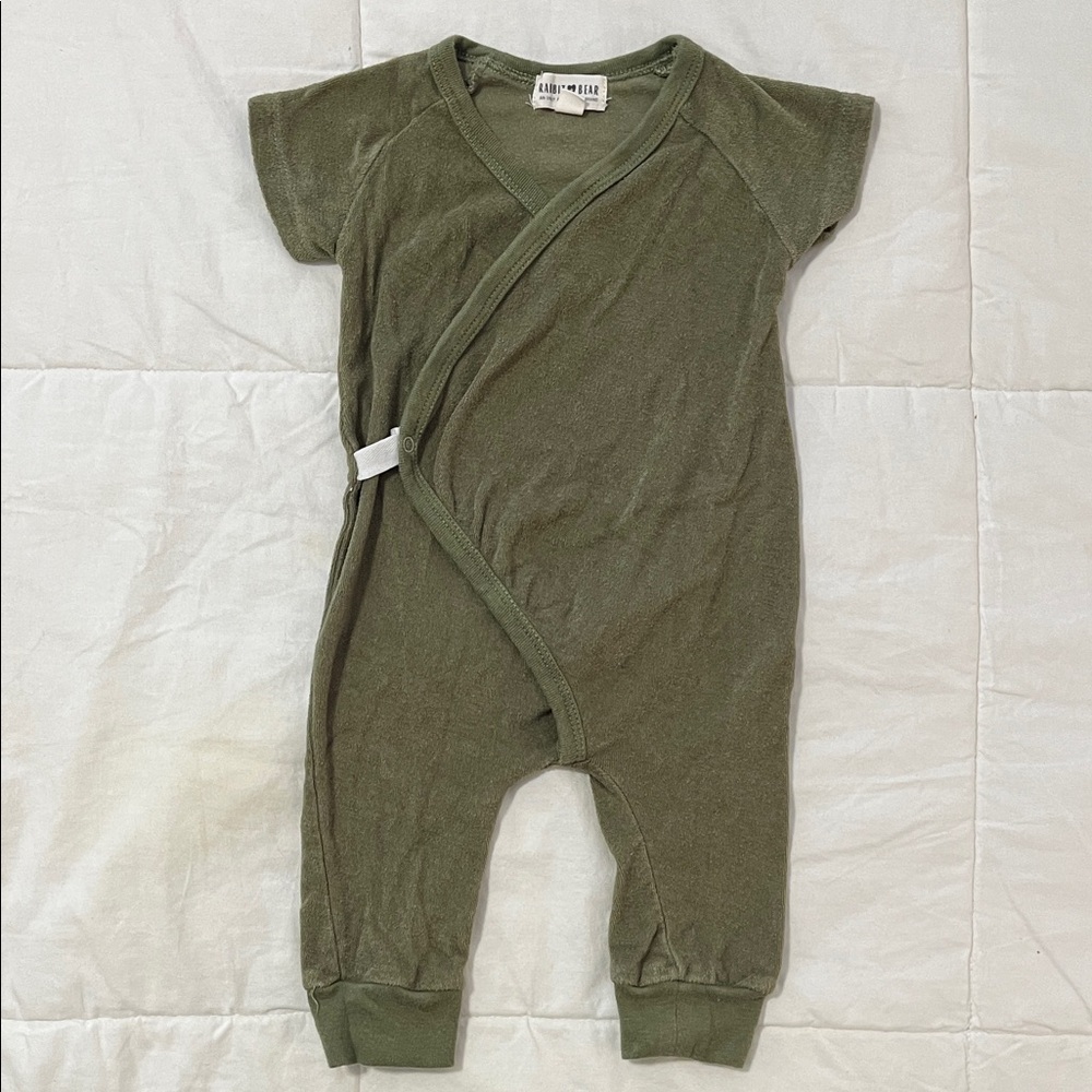 Rabbit + Bear Green Terry Cloth Kimono Coverall